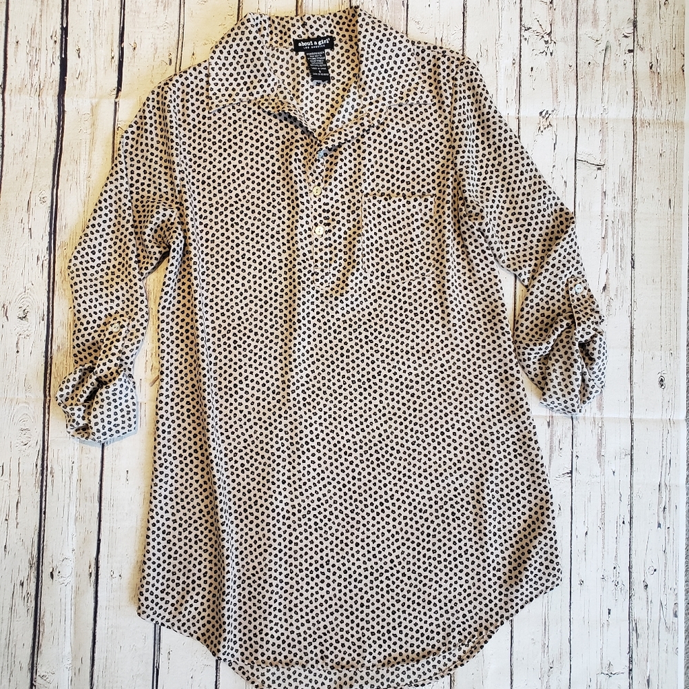 Tan floral tunic shirt dress size small